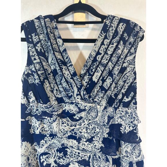 Adrianna Papell Multicolor Tiered Sheath Dress, Women's Size 10 Blue White E6 - Picture 2 of 7